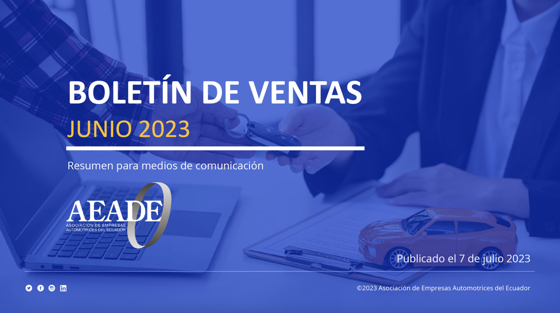 Boletín de ventas para prensa: ventas de vehículos – Julio 2023