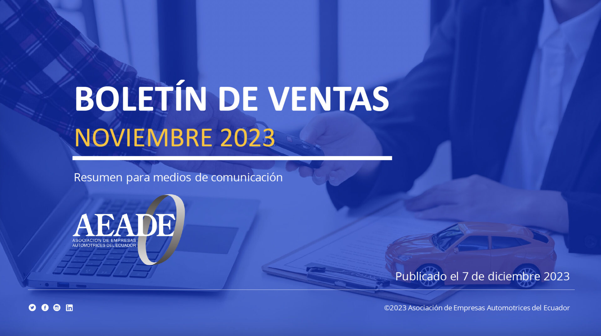 Boletín de ventas para prensa: ventas de vehículos – Diciembre 2023